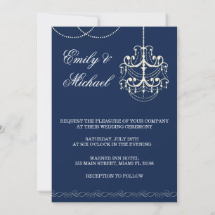 Chandelier Wedding Invitation Blue