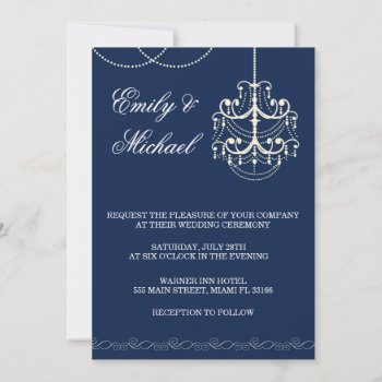 Chandelier Wedding Invitation Blue by pinkthecatdesign at Zazzle