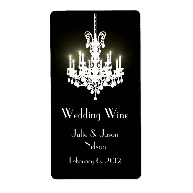 Chandelier Wedding Mini Wine Labels (Front)