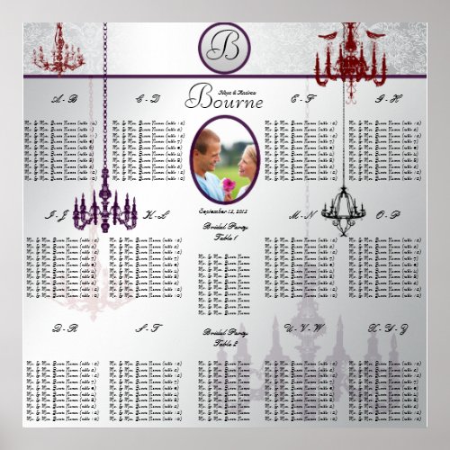 Chandelier Wedding Photo Seating Chart
