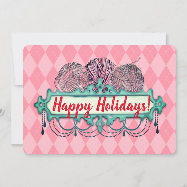 Chandelier yarn knitting crochet Christmas card (Front)