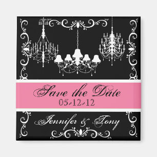 Chandeliers With Pink Save the  Date Magnet