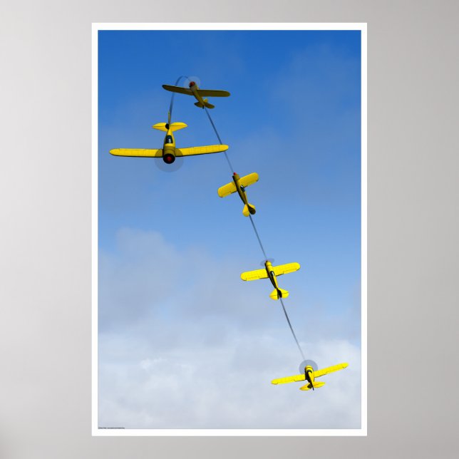 Chandelle Aerobatic maneuver with Yellow Airplane Poster (Front)