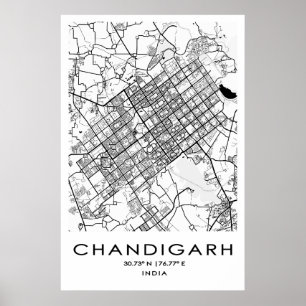 Chandigarh Map Poster Punjab India
