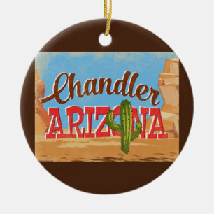 Chandler Arizona Cartoon Desert Vintage Travel Ceramic Ornament