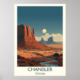 Chandler Arizona Retro Travel Poster Vintage Red