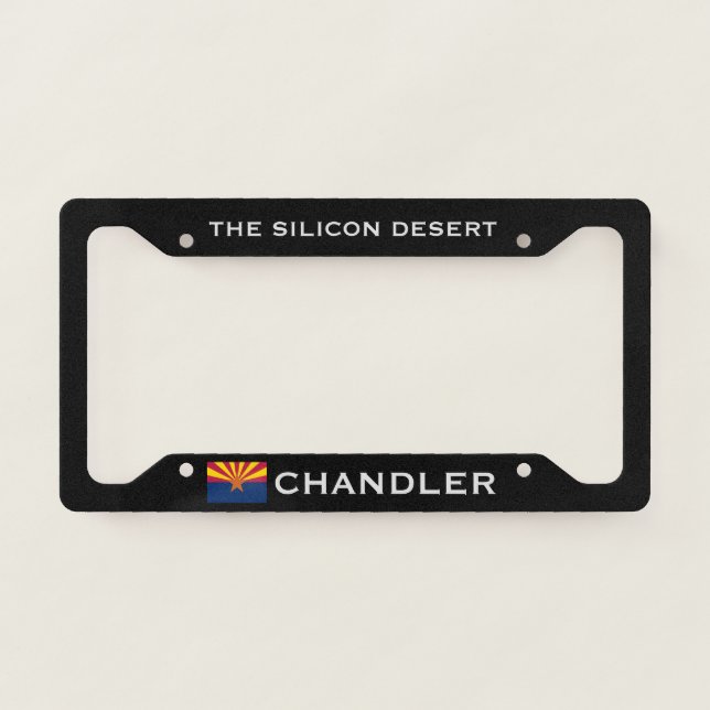 Chandler The Silicone Desert Arizona Flag Black  License Plate Frame (Front)