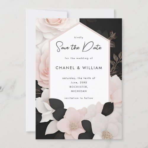 Chanel_inspired black and white save the date invitation