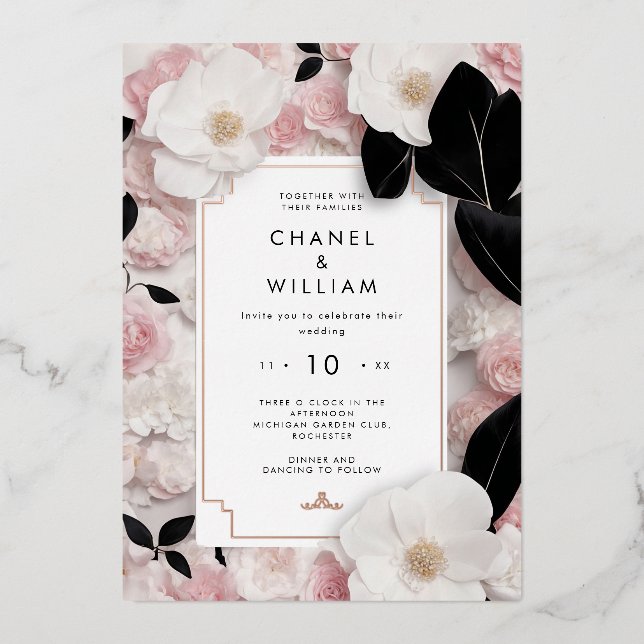 Chanel-inspired luxury Foil Invitation (Front)