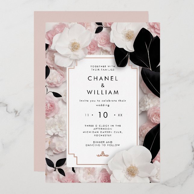 Chanel-inspired luxury Foil Invitation Zazzle