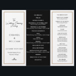 Chanel-inspired Tri-Fold wedding program<br><div class="desc">Elevate your wedding day with this Chanel-inspired tri-fold program. The black and white design features dramatic bejeweled flowers in sheer pink and white,  adding a touch of luxury to your ceremony. Customize it to guide your guests through every special moment of your day.</div>