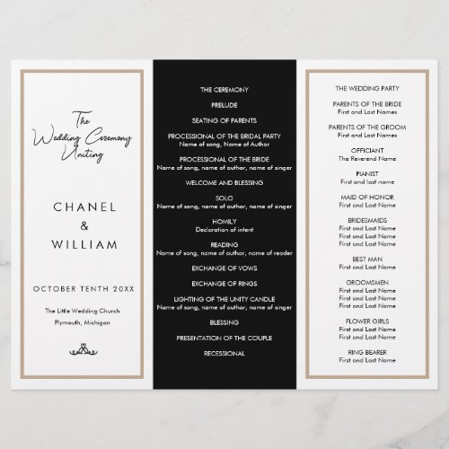 Chanel_inspired Tri_Fold wedding program