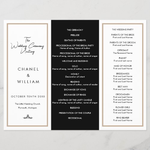 Chanel_inspired Tri_Fold wedding program