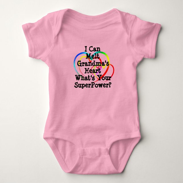 Chang ANY Text - Melt Grandma's Heart - Superpower Baby Bodysuit (Front)