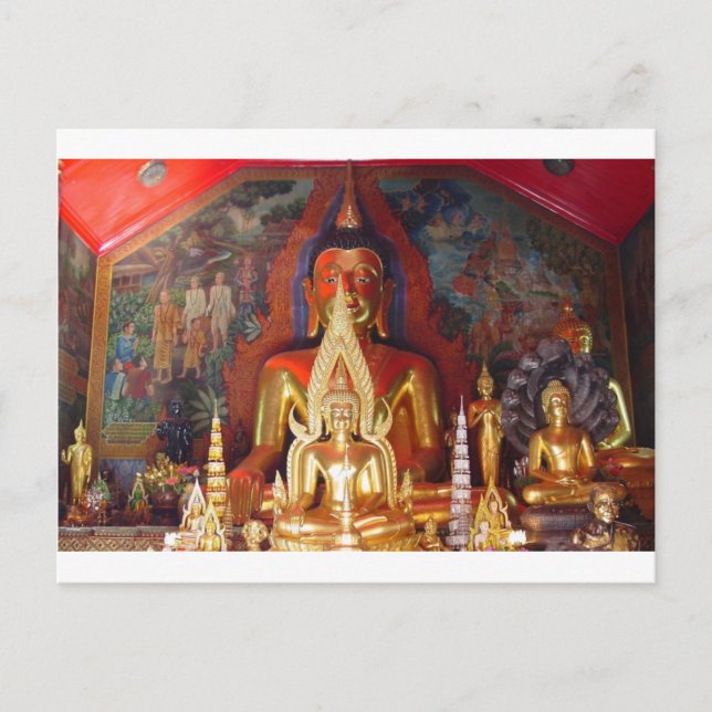 Chang Mai Buddhist Temple Thailand Gold Buddha Postcard (Front)