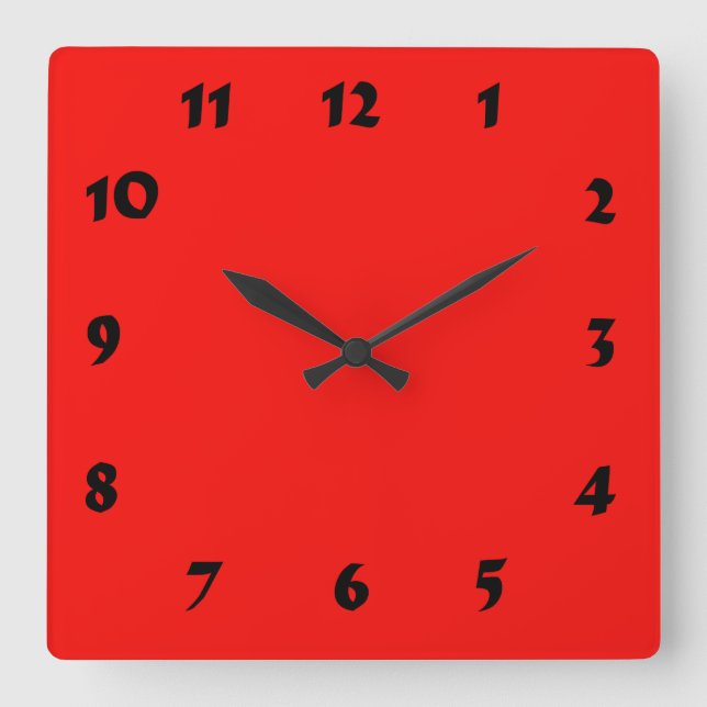 Changable Numbered Neon Bright Red Clock (Front)