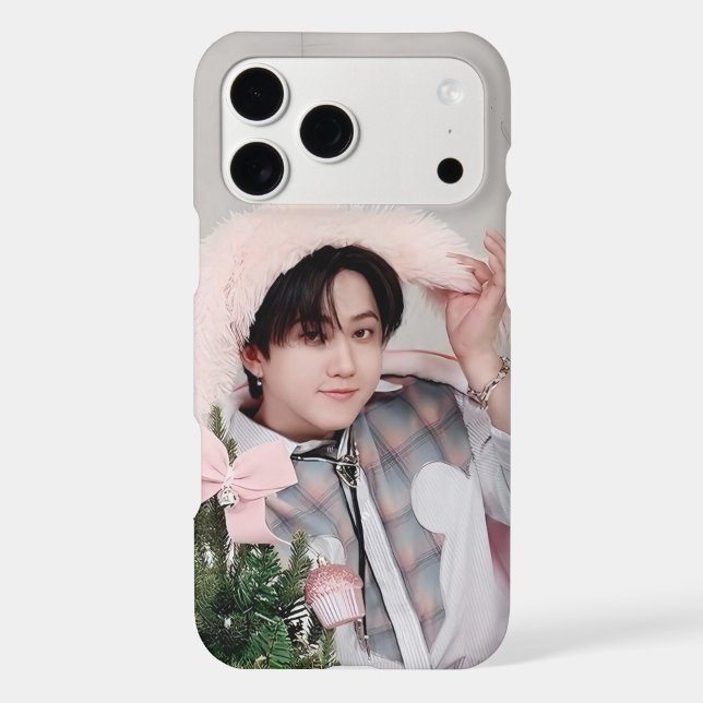 Changbin's Fluffy Pink "Christmas EveL" Cheer iPhone Case (Back)