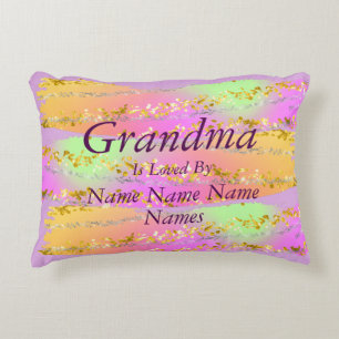 Change Add Names Grandma Is Loved By Pink Mauve Accent Pillow