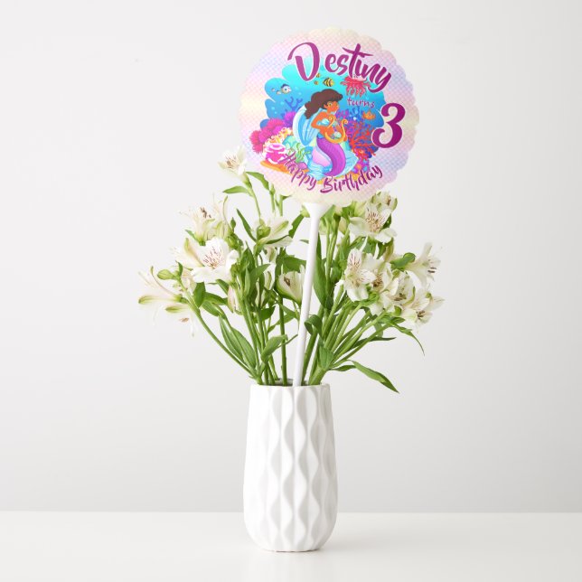 Change Age Name Mermaid Birthday Party Personalize Balloon (Vase)