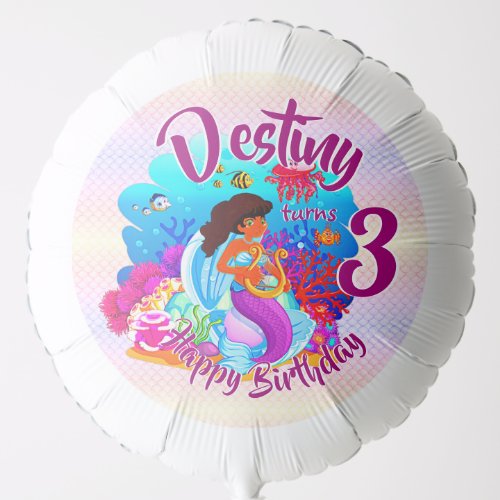 Change Age Name Mermaid Birthday Party Personalize Balloon