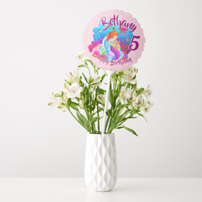 Change Age Name Mermaid Birthday Party Personalize Balloon (Vase)
