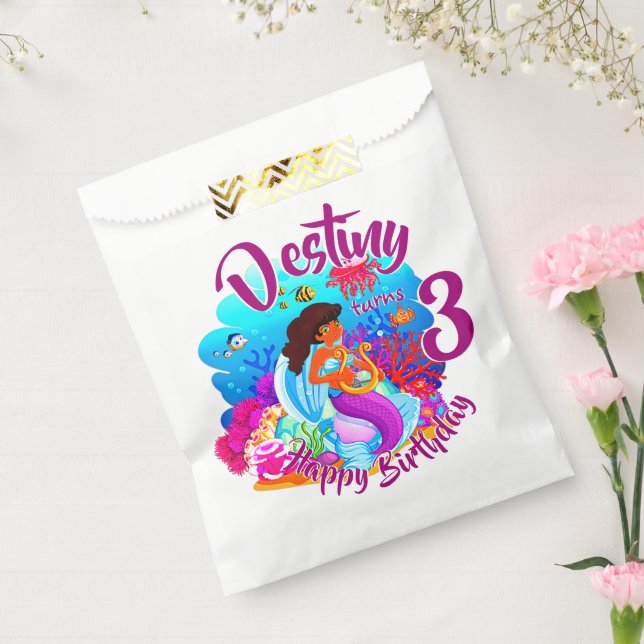 Change Age Name Mermaid Birthday Party Personalize Favor Bag (Sealed)