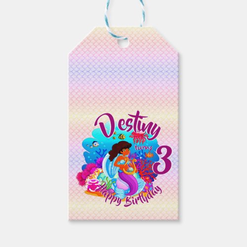 Change Age Name Mermaid Birthday Party Personalize Gift Tags