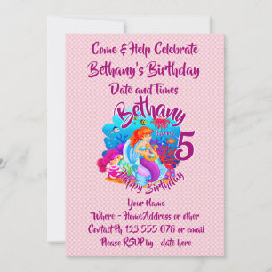 Change Age Name Mermaid Birthday Party Personalize Invitation