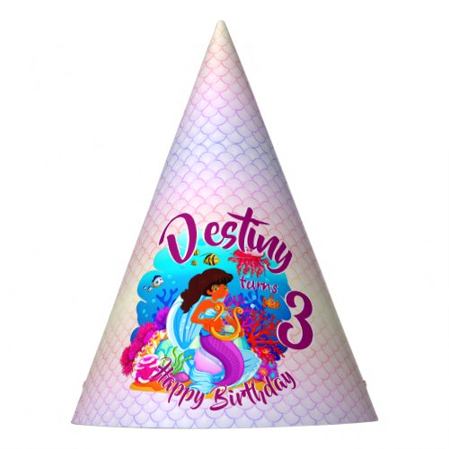 Change Age Name Mermaid Birthday Party Personalize Party Hat