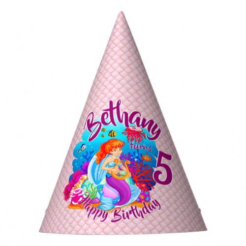 Change Age Name Mermaid Birthday Party Personalize Party Hat