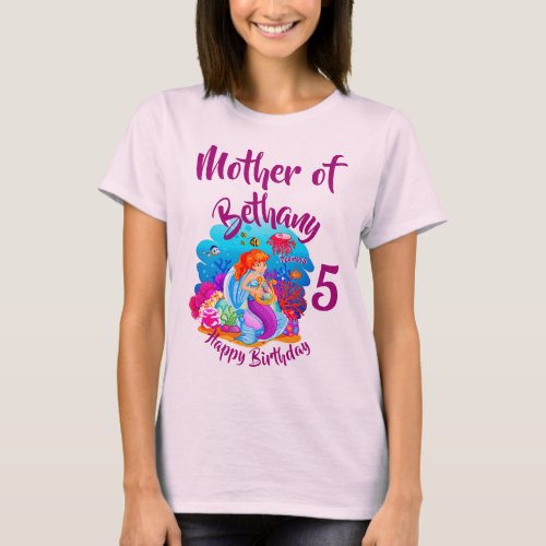 Change Age Name Mermaid Birthday Party Personalize T_Shirt