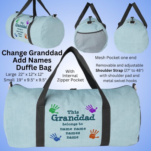 Change ALL Names This Grandad  Belongs to Grandkid Duffle Bag