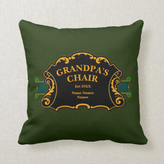 Change All Names This is Grandpa's Chair Grandkids Throw Pillow