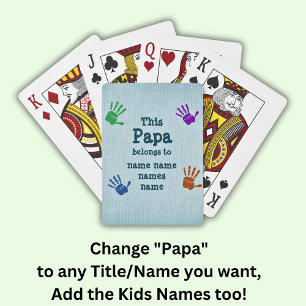 Change ALL names This Papa Belongs to Grandfather Poker Cards