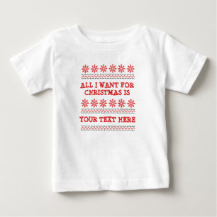 Change ALL TEXT add Name Funny Christmas Red Baby T-Shirt