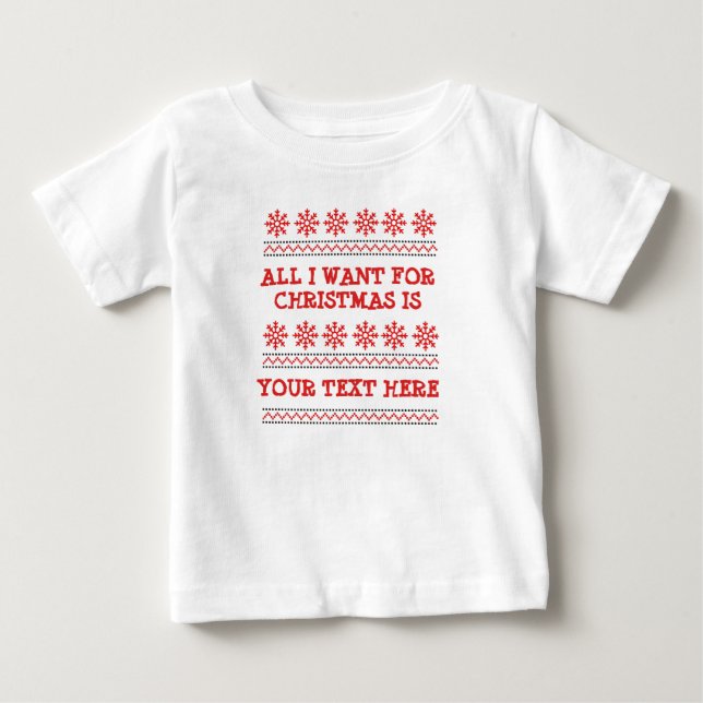 Change ALL TEXT add Name Funny Christmas Red   Baby T-Shirt (Front)