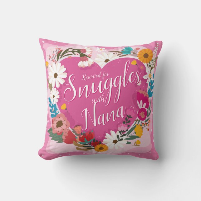 Change ALL Text Add Name Reserved Snuggles Nana    Throw Pillow (Front)