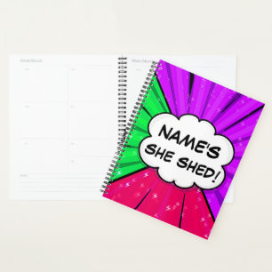 Change ALL Text Add Name She Shed Comic Style Planner