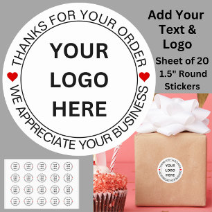 Change ALL TEXT, Add your Logo Thanks for Business Classic Round Sticker