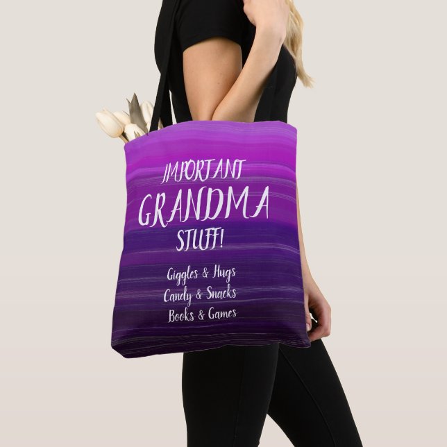Change ALL Text & Grandmother Name Important Stuff Tote Bag (Close Up)