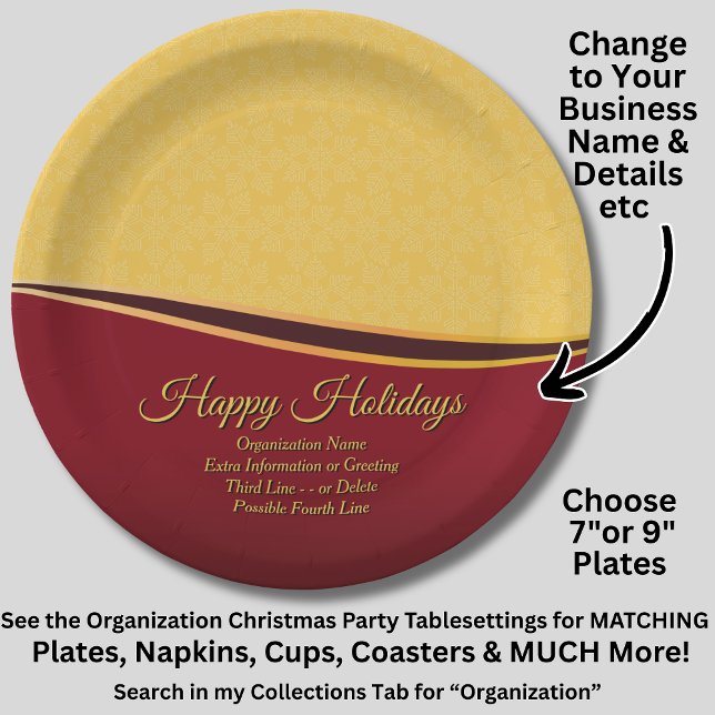 Change ALL Text Organization 20xx Christmas Party Paper Plates (Creator Uploaded)