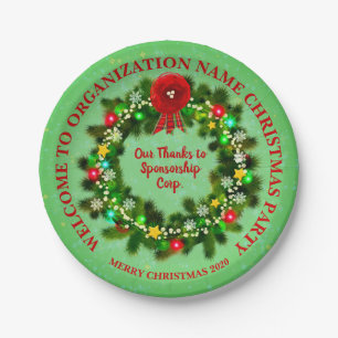 Change ALL Text Organization Christmas Party 20xx Paper Plates