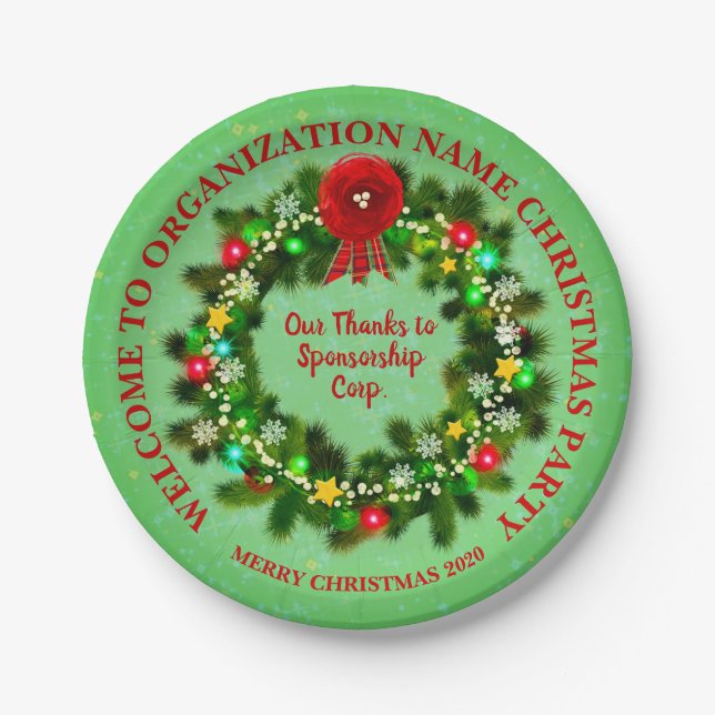 Change ALL Text Organization Christmas Party 20xx Paper Plates (Front)