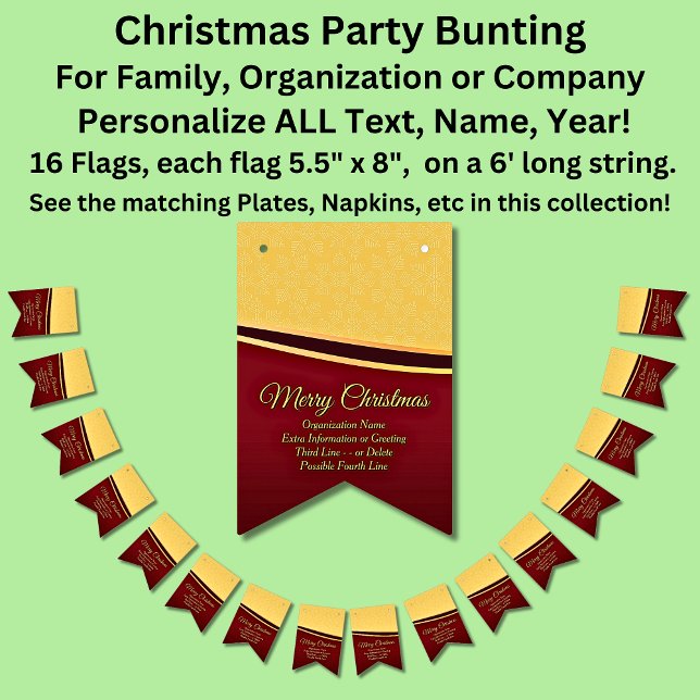 Change ALL Text Organization Christmas Party Bunting Flags (Creator Uploaded)