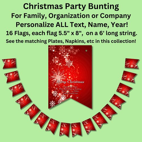 Change ALL Text Organization Christmas Party Bunting Flags