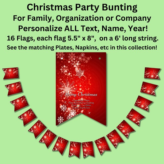 Change ALL Text Organization Christmas Party Bunting Flags (Creator Uploaded)
