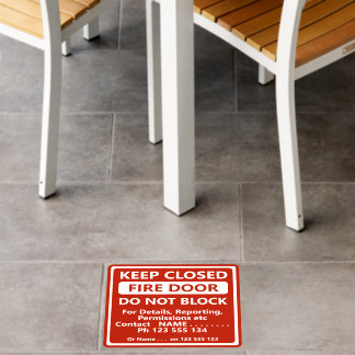 Change ALL TEXT Red White Fire Door or other 12" Floor Decals