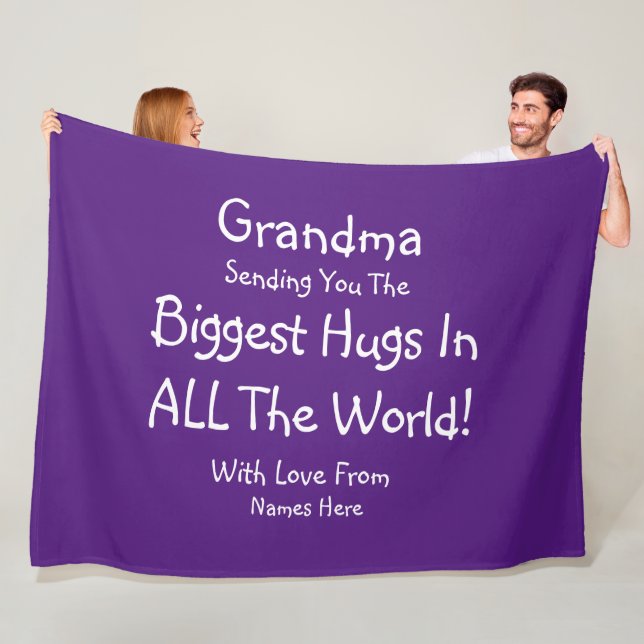 Change ALL TEXT Send Biggest Hugs in World Grandma Fleece Blanket (In Situ)