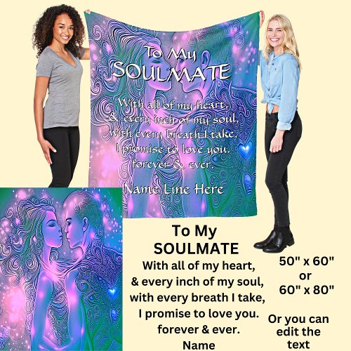 Change ALL Text To My Soulmate I Love You Forever Fleece Blanket