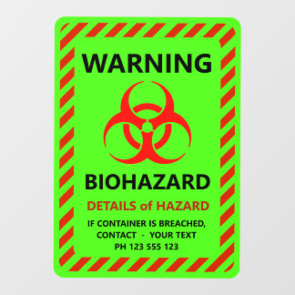Change ALL TEXT Warning Red Green Biohazard Sign F Floor Decals